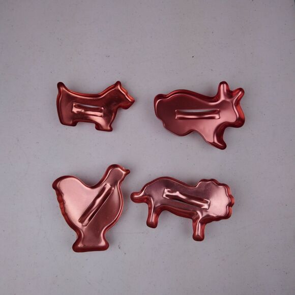 Lot of 4 VTG Metal Copper Cookie Cutters Animals Chicken Dog Bunny Lion - Picture 2 of 2